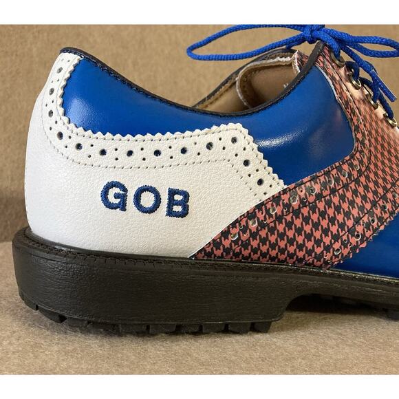 FootJoy Men’s Icon Wingtip Golf Shoes Sz 8.5 GOB New Blue Pink Spike Less rare - Picture 4 of 8